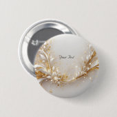 Badge Rond 5 Cm Bouton Floral en Or Blanc (Devant & derrière)