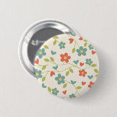 Badge Rond 5 Cm Bouton Floral motif (Devant & derrière)