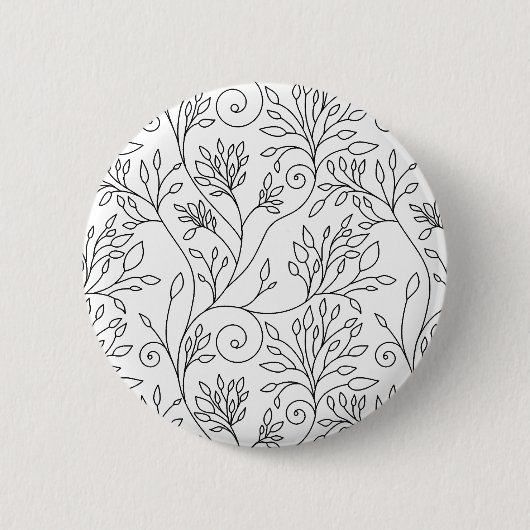 Badge Rond 5 Cm Bouton floral noir et blanc (Devant)