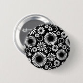 Badge Rond 5 Cm Bouton floral noir et blanc (Devant & derrière)