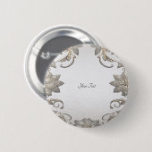 Badge Rond 5 Cm Bouton Floral Or Argent (Devant & derrière)
