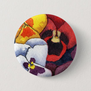 Badge Rond 5 Cm Bouton floral "Pansy #2"