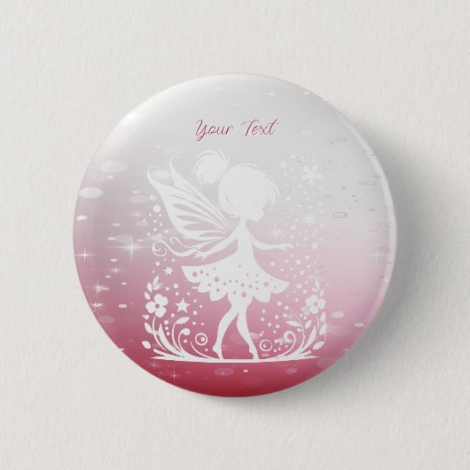 Badge Rond 5 Cm Bouton Floral Petite Fée (Devant)