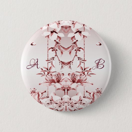 Badge Rond 5 Cm Bouton floral rose (Devant)