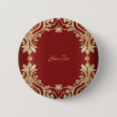 Badge Rond 5 Cm Bouton Floral rouge or moderne (Devant)