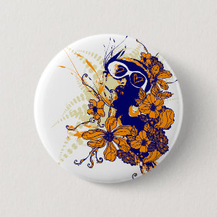 Badge Rond 5 Cm Bouton floral urbain