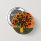 Badge Rond 5 Cm Bouton floral "Vase Jaune" (Devant & derrière)