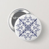 Badge Rond 5 Cm Bouton Flore Bleu (Devant & derrière)