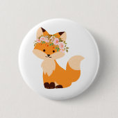 Badge Rond 5 Cm Bouton Flower Fox (Devant)