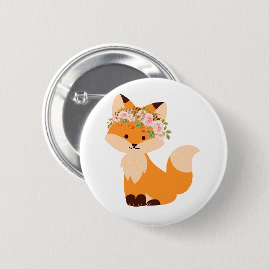Badge Rond 5 Cm Bouton Flower Fox (Devant & derrière)