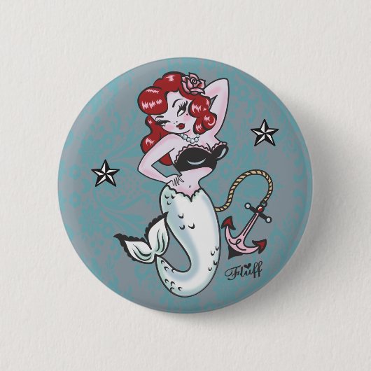 Badge Rond 5 Cm Bouton Fluff Molly Mermaid (Devant)