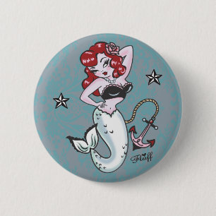 Badge Rond 5 Cm Bouton Fluff Molly Mermaid