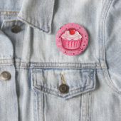 Badge Rond 5 Cm Bouton FluffCakes rose (En situation)