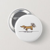 Badge Rond 5 Cm Bouton Flying Dachshund (Devant & derrière)