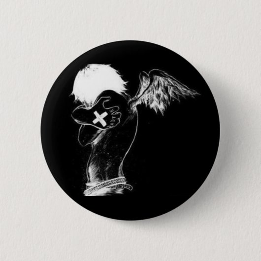 Badge Rond 5 Cm Bouton foncé d'ange (Devant)