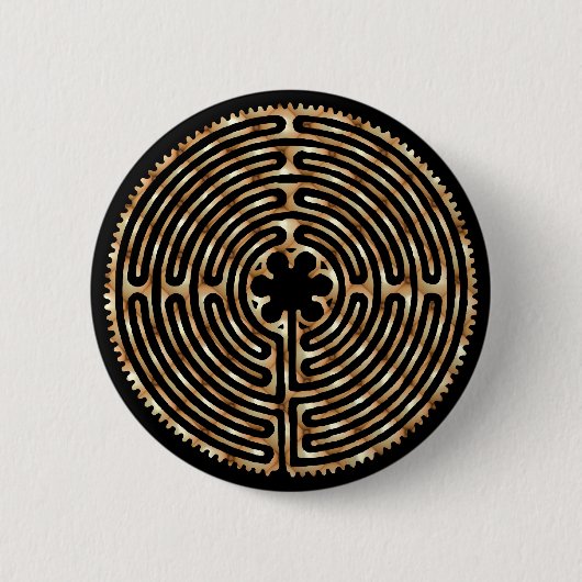 Badge Rond 5 Cm Bouton foncé de chemins de perle de labyrinthe de (Devant)