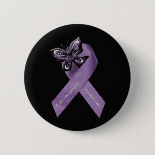 Badge Rond 5 Cm Bouton foncé de fibromyalgie