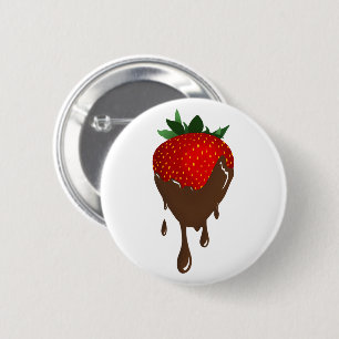 Badge Rond 5 Cm bouton fraise chocolat