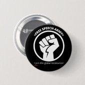 Badge Rond 5 Cm bouton "FREE SPEECH ARMY" (Devant & derrière)