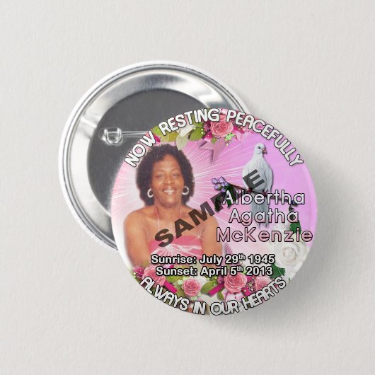 Badge Rond 5 Cm Bouton funèbre (Devant & derrière)