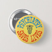 Badge Rond 5 Cm Bouton gai de Pro-Psychiatrie (Devant & derrière)