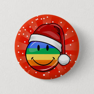 Badge Rond 5 Cm Bouton gai heureux de Père Noël de Noël de drapeau