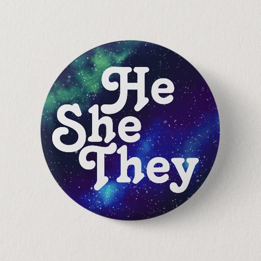 Badge Rond 5 Cm Bouton Galaxy Pronoun personnalisable (Devant)