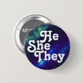 Badge Rond 5 Cm Bouton Galaxy Pronoun personnalisable (Devant & derrière)