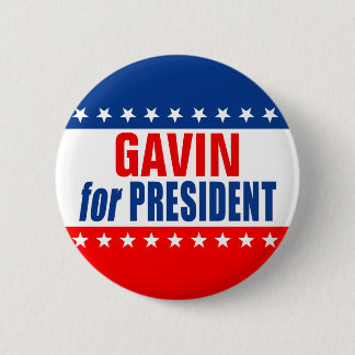 Badge Rond 5 Cm Bouton "GAVIN PRÉSIDENT"