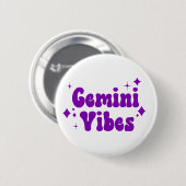 Badge Rond 5 Cm Bouton Gemini Vibes Zodiac Astrologie Purple Stars (Devant & derrière)