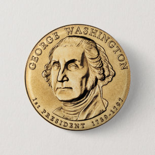 Badge Rond 5 Cm Bouton George Washington Presidential $1 Coin