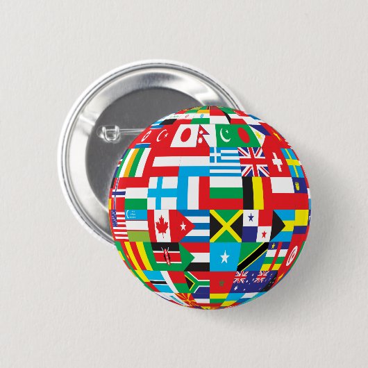 Badge Rond 5 Cm bouton globe of flags (Devant & derrière)