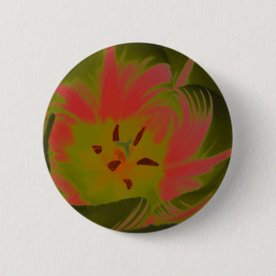 Badge Rond 5 Cm Bouton gothique et sombre de tulipe rouge