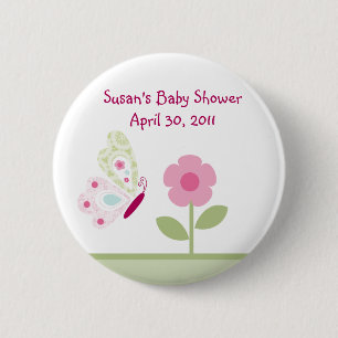 Badge Rond 5 Cm Bouton/goupilles de fleur de papillon de Bella