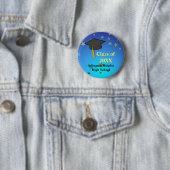 Badge Rond 5 Cm Bouton Graduation Casquette noir et étoiles (En situation)