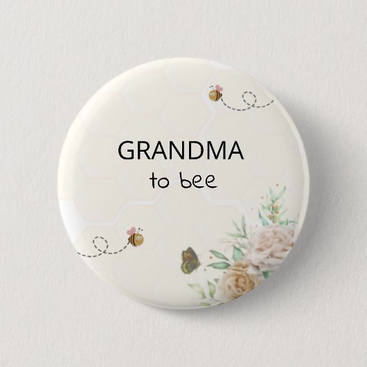 Badge Rond 5 Cm Bouton Grand-mère à Baby shower d'abeille (Devant)