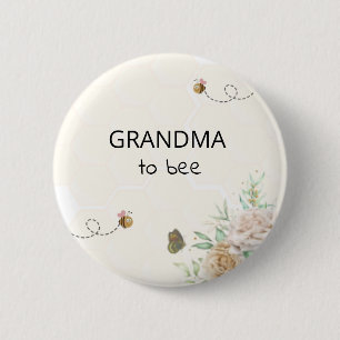 Badge Rond 5 Cm Bouton Grand-mère à Baby shower d'abeille