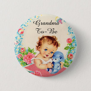 Badge Rond 5 Cm Bouton Grand-mère pour être Vintage Baby shower