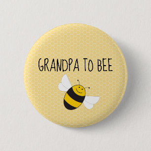 Badge Rond 5 Cm Bouton grand-père à abeille pour baby shower