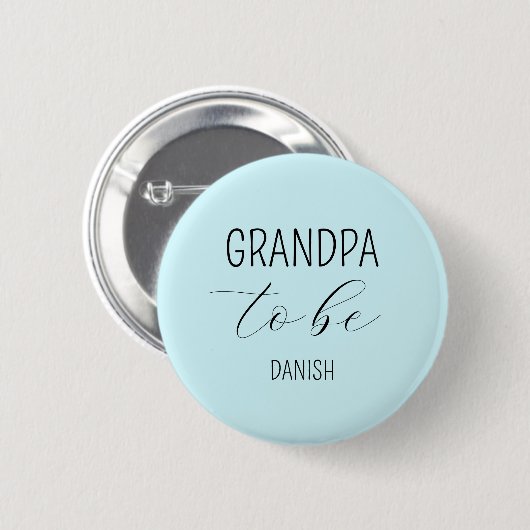 Badge Rond 5 Cm Bouton Grand-père à être Baby shower bleu (Devant & derrière)