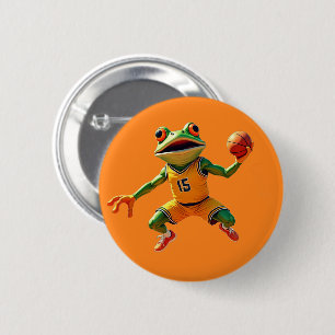Badge Rond 5 Cm Bouton grenouille de basket-ball orange