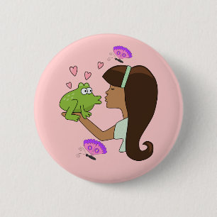 Badge Rond 5 Cm Bouton Grenouille Prince