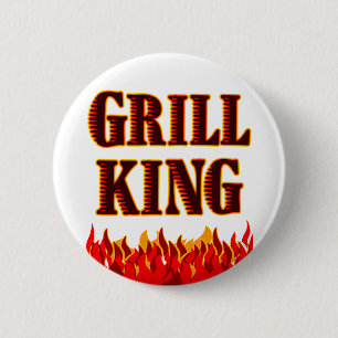 Badge Rond 5 Cm Bouton Grill King BBQ Disant