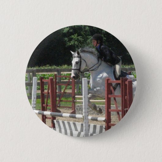 Badge Rond 5 Cm Bouton gris aciéreux de poney (Devant)