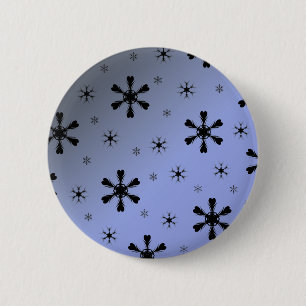 Badge Rond 5 Cm Bouton Gris Bleu Snowflakes