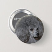 Badge Rond 5 Cm Bouton gris de caniche (Devant & derrière)