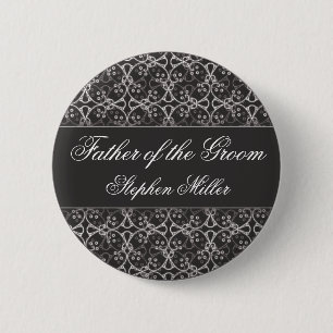 Badge Rond 5 Cm Bouton gris de noce de groupe de baie