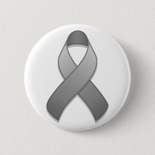 Badge Rond 5 Cm Bouton gris de ruban de conscience