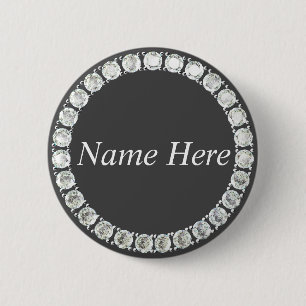 Badge Rond 5 Cm Bouton gris strass personnalisable