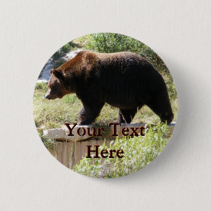Badge Rond 5 Cm Bouton Grizzly